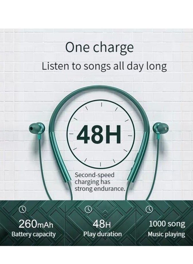 Generic Bluetooth binaural in-ear neck hanging neck sports wireless headset super long standby green  - Image 3
