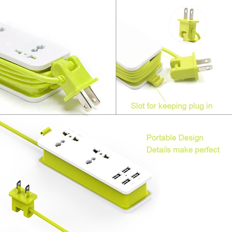 YoCosii K-century Travel Power Strip Surge Protector with 2 Outlets 4 USB Output 5V 4.2A Output Power Strip with USB Portable Travel Charger Wall Charger with 5ft Cord 100v-240v Power Sockets - Image 4
