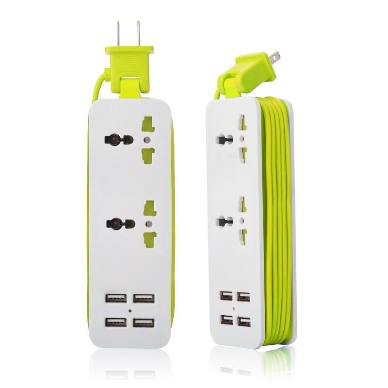 YoCosii K-century Travel Power Strip Surge Protector with 2 Outlets 4 USB Output 5V 4.2A Output Power Strip with USB Portable Travel Charger Wall Charger with 5ft Cord 100v-240v Power Sockets - Image 1