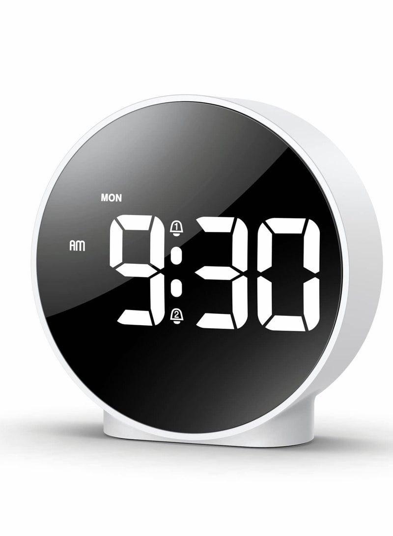 Captaintech Small Digital Alarm Clock LED Desk Travel Corded Electric Battery Operated (Power Save After 8s) Dual Snooze Dimmable Day Set Week Display 4inch White - Image 1