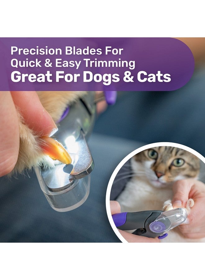 Hertzko Hertzko Dog Nail Clippers with LED Light for Large & Medium Dogs - Violet Cat Nail Clipper with Replacement Blade & Nail File, Purple Nail Clippers for Dogs, Grooming Paw Pads, Circular Blade - Image 2