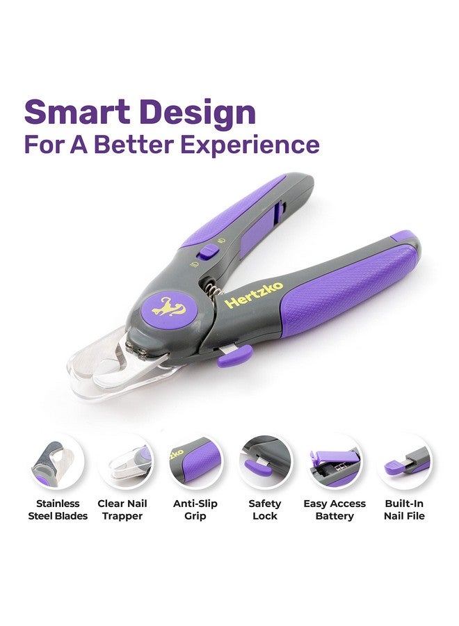 Hertzko Hertzko Dog Nail Clippers with LED Light for Large & Medium Dogs - Violet Cat Nail Clipper with Replacement Blade & Nail File, Purple Nail Clippers for Dogs, Grooming Paw Pads, Circular Blade - Image 5