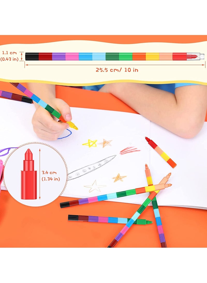 15 Pcs Rainbow Stackable Crayons for Kids DIY Building Fun Party Favors for School Supplies - Image 2