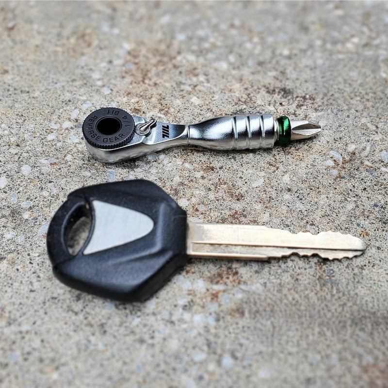 711L Mini Ratchet Wrench - One of the World's Smallest 1/4" EDC Ratchet Wrench For Tight Spaces - Alloy Steel - For Single-ended Hex Bit - Image 4