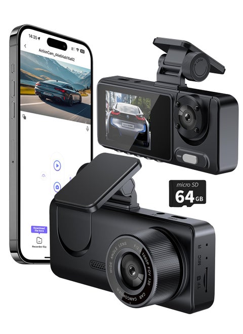 Dash Cam for Car, Front Dual Channel Dash Cam WiFi, Dash Camera for Cars 2.0" IPS Screen, App Control, G-Sensor, Loop Recording, 170° Wide Angle, Night Vision, Parking Mode