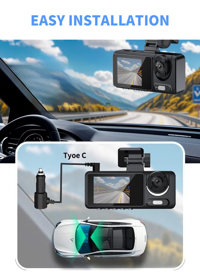 Dash Cam for Car, Front Dual Channel Dash Cam WiFi, Dash Camera for Cars 2.0" IPS Screen, App Control, G-Sensor, Loop Recording, 170° Wide Angle, Night Vision, Parking Mode