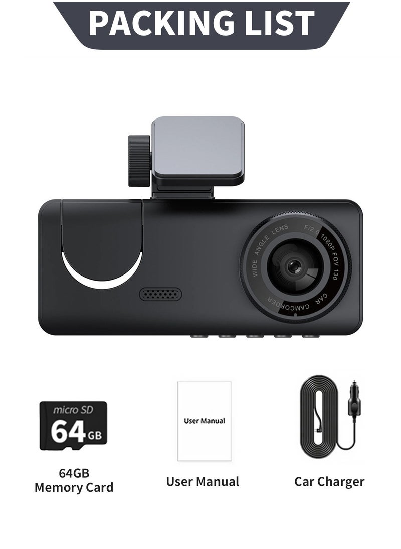Dash Cam for Car, Front Dual Channel Dash Cam WiFi, Dash Camera for Cars 2.0" IPS Screen, App Control, G-Sensor, Loop Recording, 170° Wide Angle, Night Vision, Parking Mode