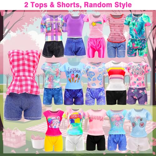 BARWA 11 Sets Doll Clothes Including 2 Sequins Dresses 5 Mermaid Floral Dresses 4 Casual Outfits Tops and Pants for 11.5 inch Girl Dolls - Image 5