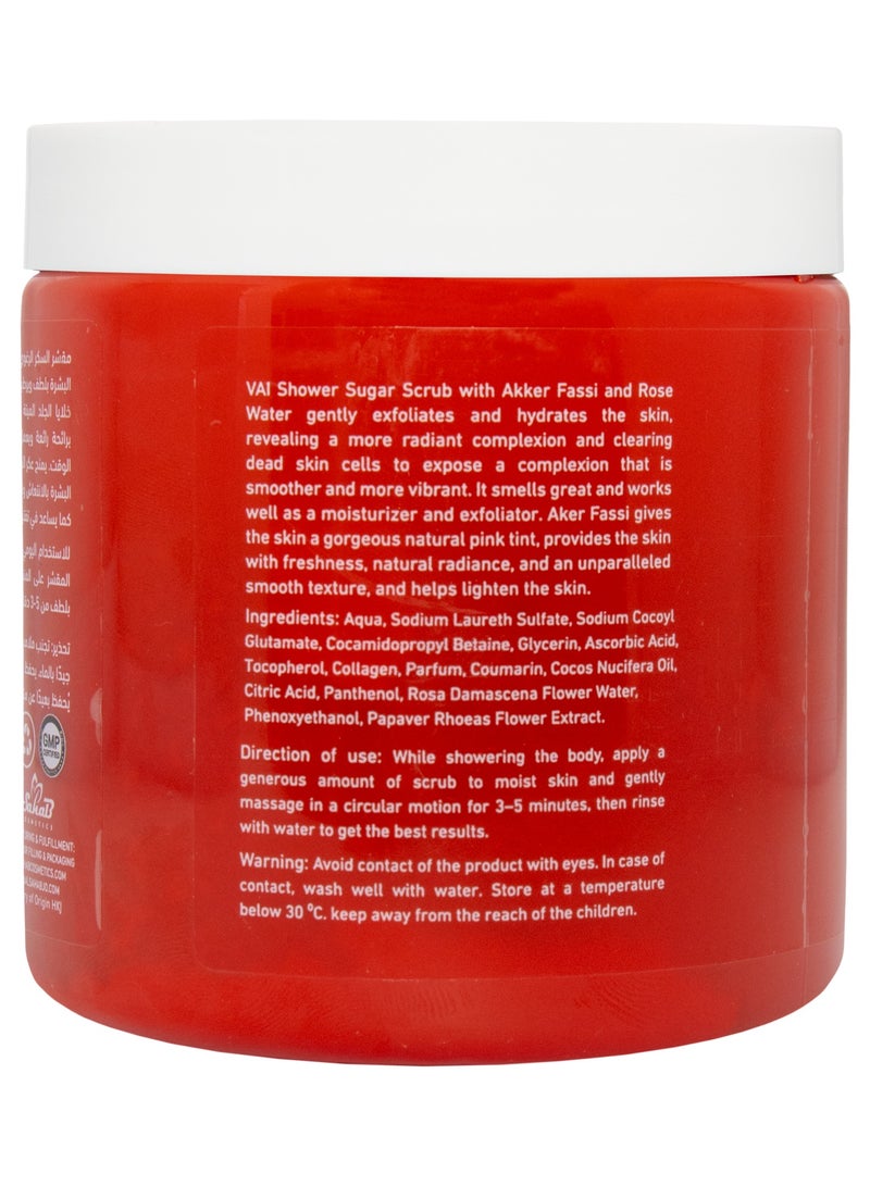 Vai Naturals Shower Sugar Scrub with Aker Fassi & Rose Water – Foaming Exfoliating Body Scrub, Rich in Vitamin E & B5, 600g - Image 2