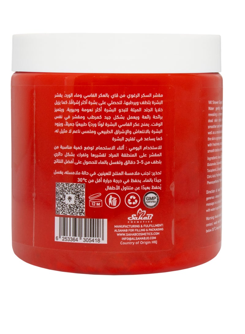 Vai Naturals Shower Sugar Scrub with Aker Fassi & Rose Water – Foaming Exfoliating Body Scrub, Rich in Vitamin E & B5, 600g - Image 4