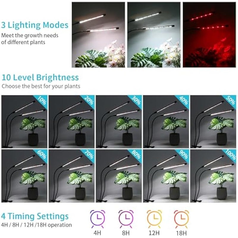 عربست مصابيح نمو النباتات الداخلية من هايويملايت، 84 مصباح LED، مصابيح LED كاملة الطيف لنمو النباتات مع مؤقت مرن 4/8/12/18 ساعة، 3 اوضاع طيفية، 10 مستويات قابلة للتعتيم (عبوة واحدة) - Image 4