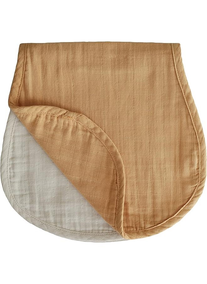 mushie Muslin Baby Burp Cloth Pack Of 2 100 Percent Organic Cotton Washcloths Pre Washed Premium Absorbent Baby Face Cloth Made In Denmark Fall Yellow Fog  - Image 1
