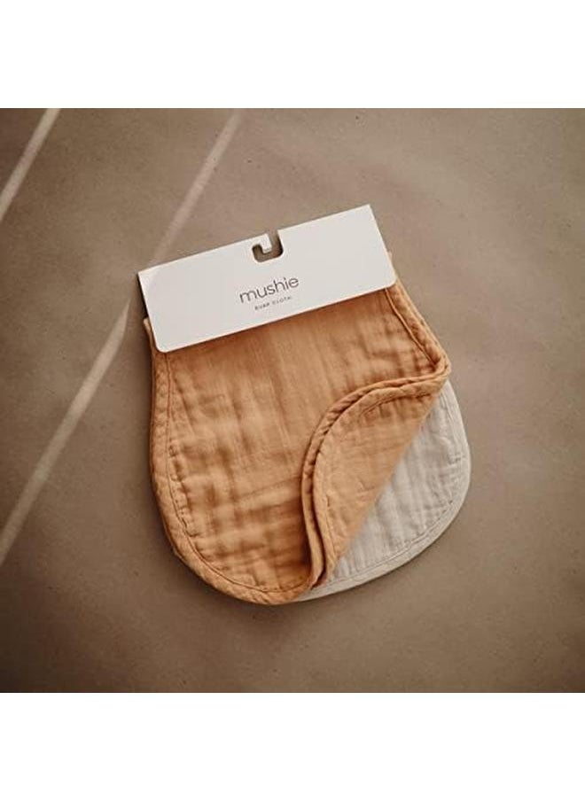mushie Muslin Baby Burp Cloth Pack Of 2 100 Percent Organic Cotton Washcloths Pre Washed Premium Absorbent Baby Face Cloth Made In Denmark Fall Yellow Fog  - Image 2
