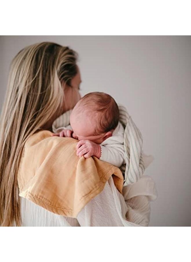 mushie Muslin Baby Burp Cloth Pack Of 2 100 Percent Organic Cotton Washcloths Pre Washed Premium Absorbent Baby Face Cloth Made In Denmark Fall Yellow Fog  - Image 3