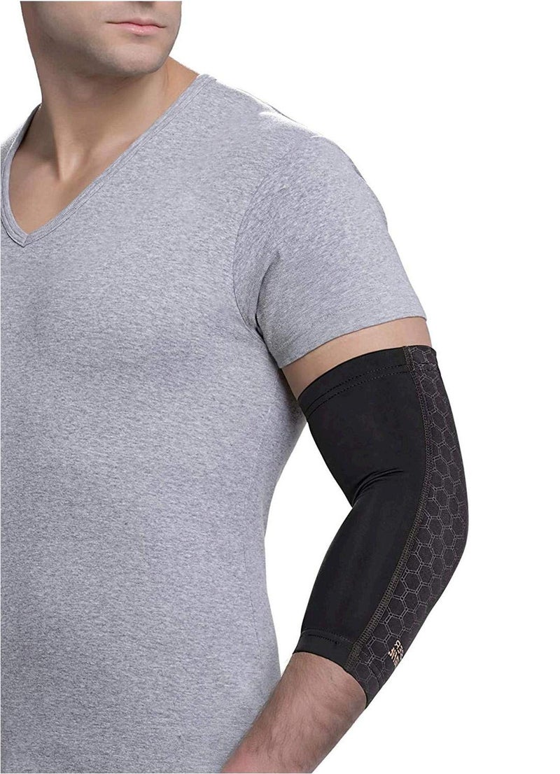 Copper Fit unisex adult Elbow Compression Sleeve Hosiery, Black, Medium US - Image 1