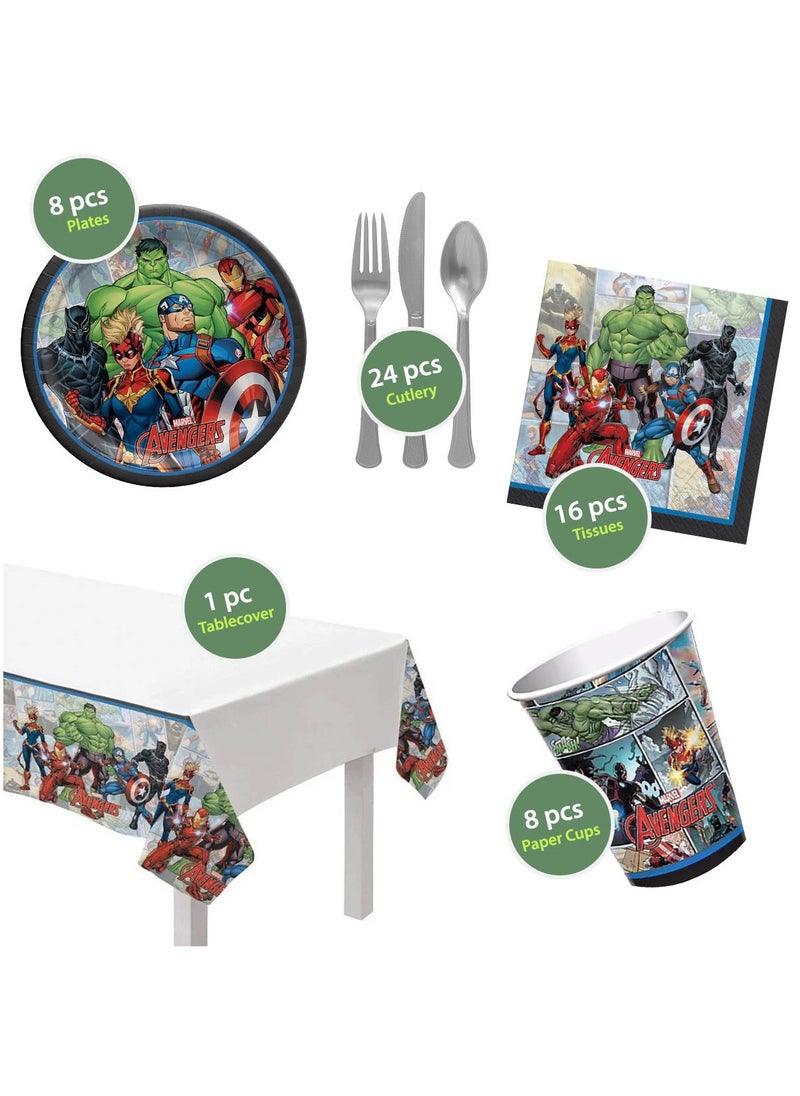 Amscan Avengers, 57 Piece Tableware Supplies, Includes Napkins, Plates, Cups, Cutlery And Tablecover For 8 Guests  - Image 3