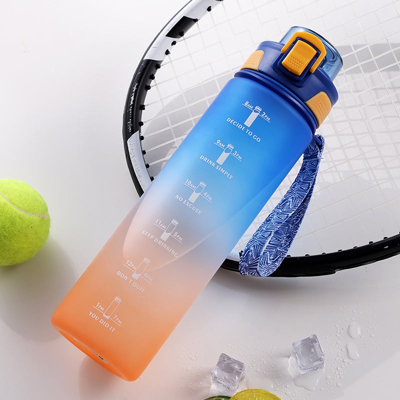 Mens Gradient Cycling Water Bottle with Straw Blue (straight drink)