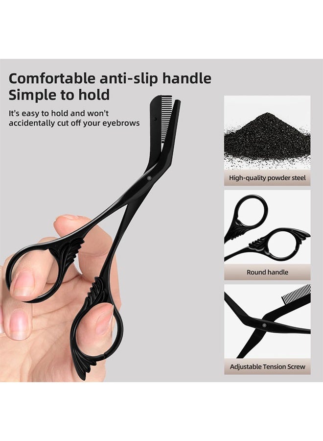 Quantum Eyebrow Trimmer Scissor, Stainless Steel Eyebrow Trimmer Scissor With Comb, Makeup Accessories for Beautiful Brows (Black) - Image 3