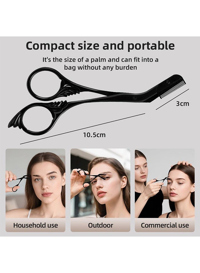 Quantum Eyebrow Trimmer Scissor, Stainless Steel Eyebrow Trimmer Scissor With Comb, Makeup Accessories for Beautiful Brows (Black) - Image 2