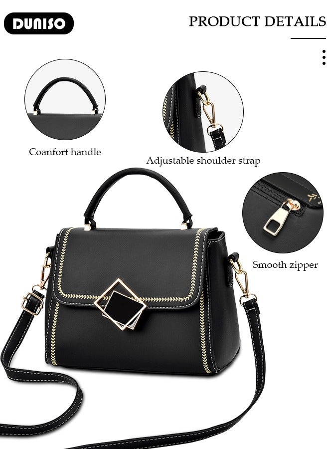 DUNISO Women's Fashion Handbag Faux Leather Crossbody Bag For Women Large Capacity Bow Trim Tote Bags Top Handle Satchel Fashionable Travel Shoulder Bag For Ladies - Image 2