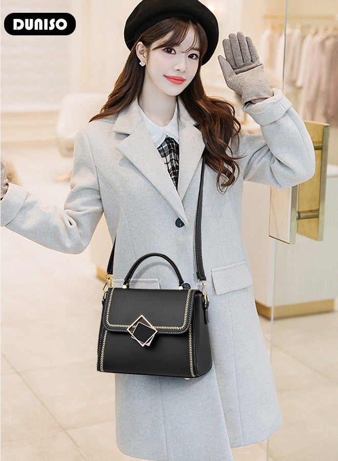 DUNISO Women's Fashion Handbag Faux Leather Crossbody Bag For Women Large Capacity Bow Trim Tote Bags Top Handle Satchel Fashionable Travel Shoulder Bag For Ladies - Image 4
