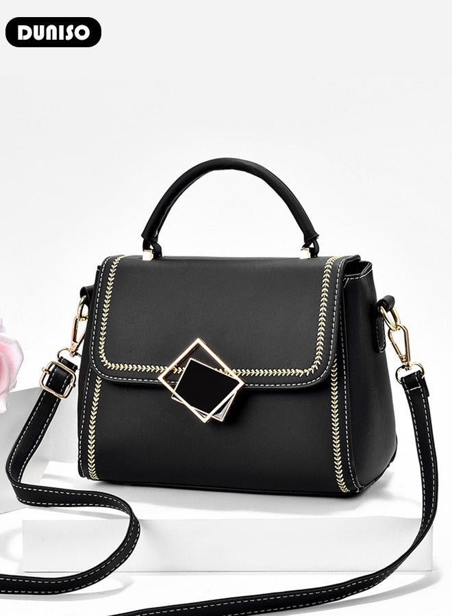 DUNISO Women's Fashion Handbag Faux Leather Crossbody Bag For Women Large Capacity Bow Trim Tote Bags Top Handle Satchel Fashionable Travel Shoulder Bag For Ladies - Image 5