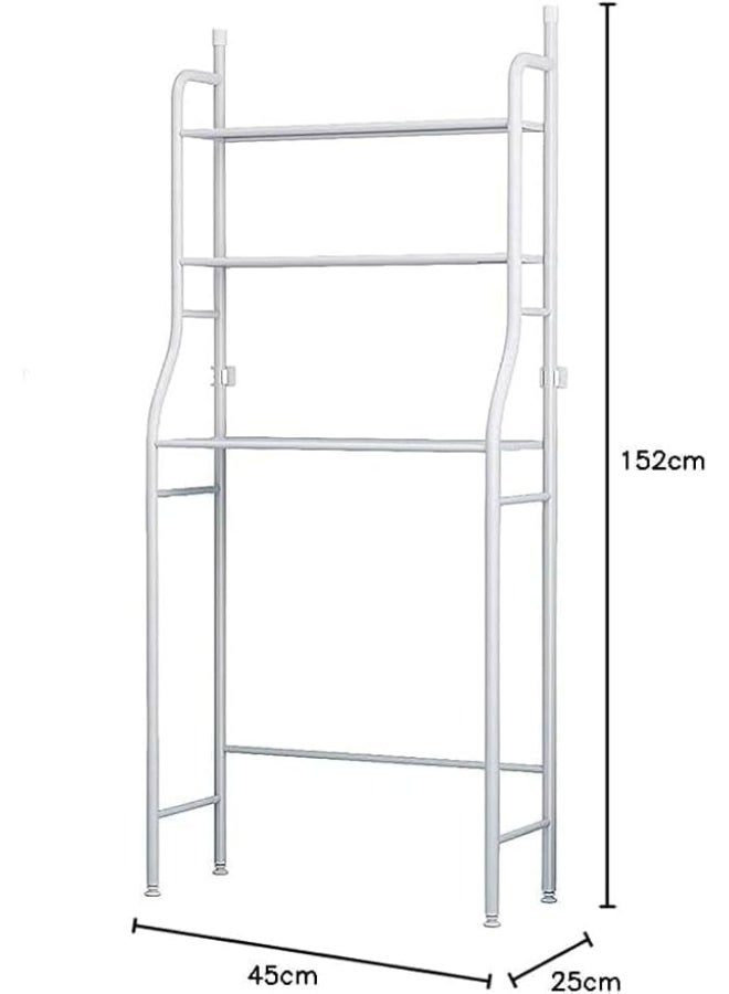 رف تخزين ثلاثي الطبقات فوق الغسالة، رف معدني للحمام، 152 × 43 × 25 سم، أبيض - Image 2