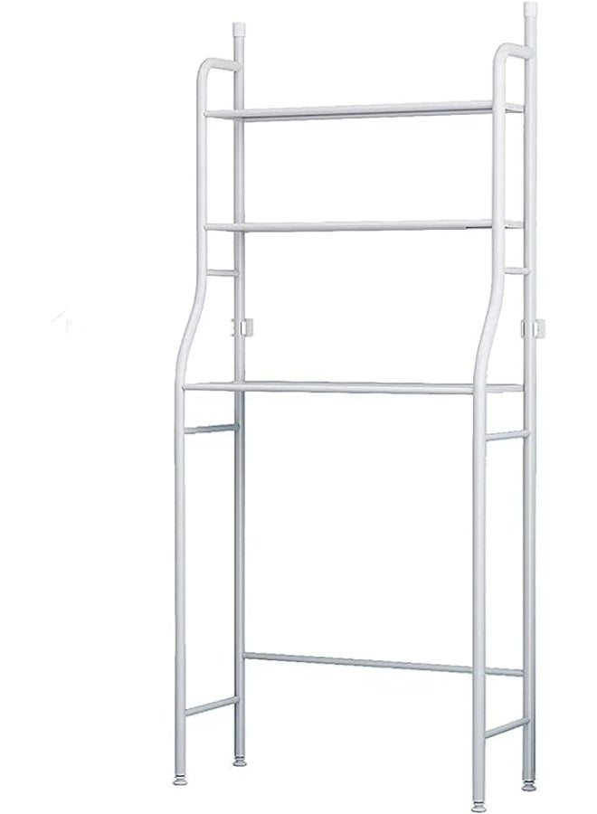 رف تخزين ثلاثي الطبقات فوق الغسالة، رف معدني للحمام، 152 × 43 × 25 سم، أبيض - Image 1