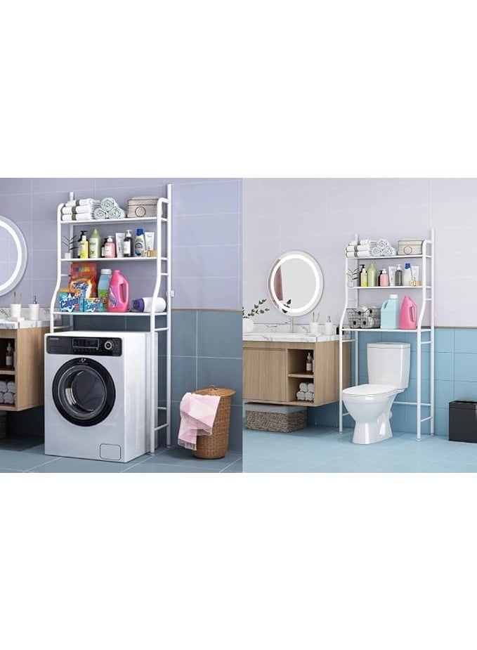 رف تخزين ثلاثي الطبقات فوق الغسالة، رف معدني للحمام، 152 × 43 × 25 سم، أبيض - Image 3