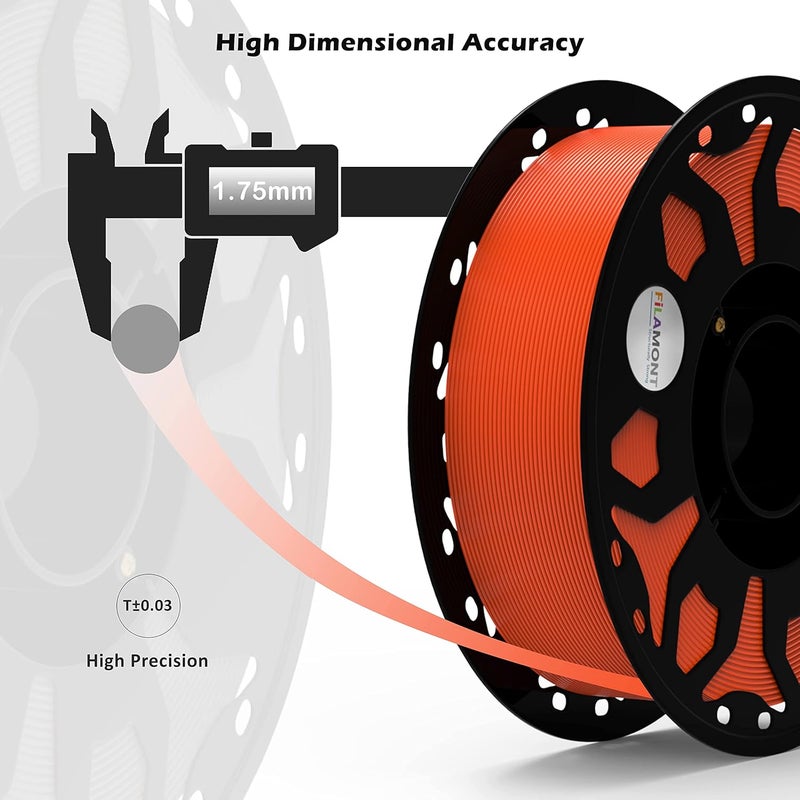 Protomont TECHNOLOGIES فيلا مونت 1.75 مم PLA بريميوم بلس خيوط الطباعة ثلاثية الأبعاد متوافقة مع معظم طابعات FDM (برتقالي لاذع) - Image 3