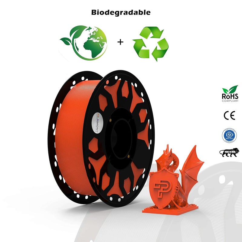 Protomont TECHNOLOGIES فيلا مونت 1.75 مم PLA بريميوم بلس خيوط الطباعة ثلاثية الأبعاد متوافقة مع معظم طابعات FDM (برتقالي لاذع) - Image 4