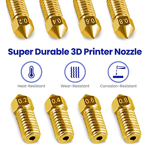 Park Sung 3D Printer Nozzles 12 pcs M5/M5C Nozzle, Park Sung Brass Nozzles with High Temperature Resistance Upgraded Fully Fit for AnkerMake M5/M5C Ender 3 V2 Ender 3/3 pro,0.2mm,0.4mm, 0.6mm, 0.8mm Nozzle Kit - Image 4