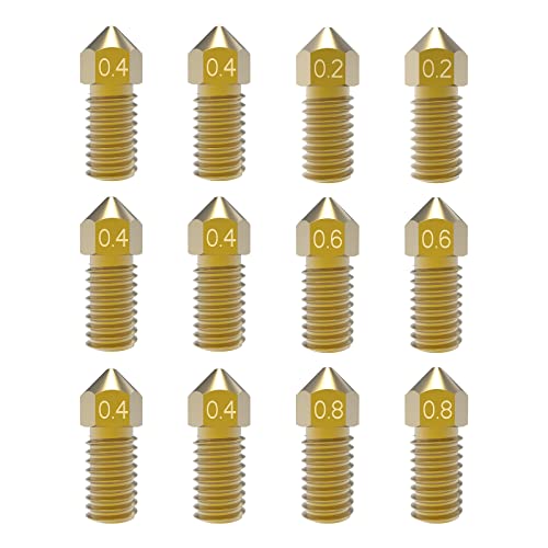 Park Sung 3D Printer Nozzles 12 pcs M5/M5C Nozzle, Park Sung Brass Nozzles with High Temperature Resistance Upgraded Fully Fit for AnkerMake M5/M5C Ender 3 V2 Ender 3/3 pro,0.2mm,0.4mm, 0.6mm, 0.8mm Nozzle Kit - Image 1