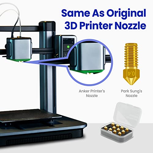 Park Sung 3D Printer Nozzles 12 pcs M5/M5C Nozzle, Park Sung Brass Nozzles with High Temperature Resistance Upgraded Fully Fit for AnkerMake M5/M5C Ender 3 V2 Ender 3/3 pro,0.2mm,0.4mm, 0.6mm, 0.8mm Nozzle Kit - Image 5