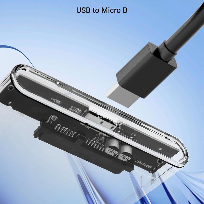 ZEBRONICS حاوية SSD/HDD بحجم 2.5 بوصة، سعة تخزين قصوى 4TB، سرعة نقل تصل إلى 5Gbps، تصميم منزلق بدون أدوات، موصل USB إلى Micro B، دعم ويندوز، ماك، لينوكس، علبة شفافة (CSH101) - Image 2