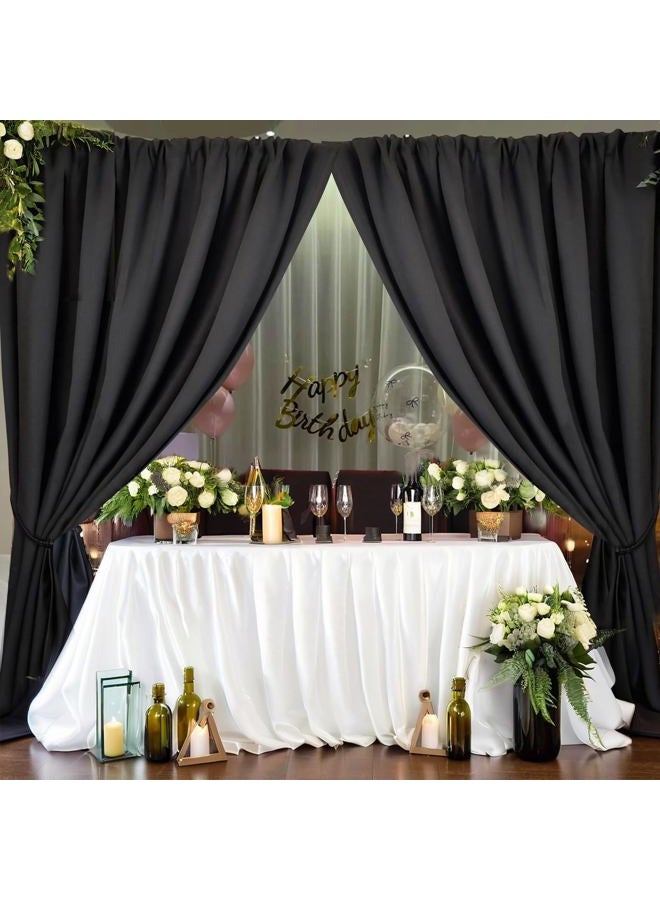 Linhedai Wrinkle Free Black Backdrop Curtain, Set of 2 5ft x 10ft Black Backdrop Curtains for Parties, for Wedding Birthday Party Decorations Background for Photography - Image 3