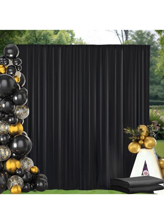 Linhedai Wrinkle Free Black Backdrop Curtain, Set of 2 5ft x 10ft Black Backdrop Curtains for Parties, for Wedding Birthday Party Decorations Background for Photography - Image 1