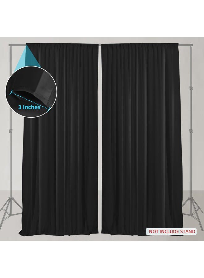 Linhedai Wrinkle Free Black Backdrop Curtain, Set of 2 5ft x 10ft Black Backdrop Curtains for Parties, for Wedding Birthday Party Decorations Background for Photography - Image 4