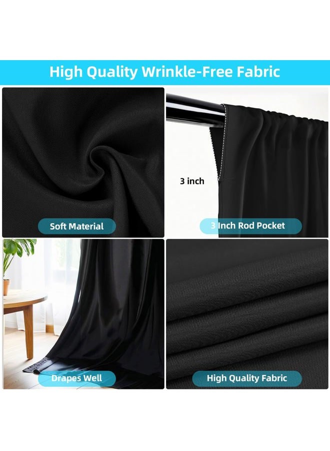 Linhedai Wrinkle Free Black Backdrop Curtain, Set of 2 5ft x 10ft Black Backdrop Curtains for Parties, for Wedding Birthday Party Decorations Background for Photography - Image 5