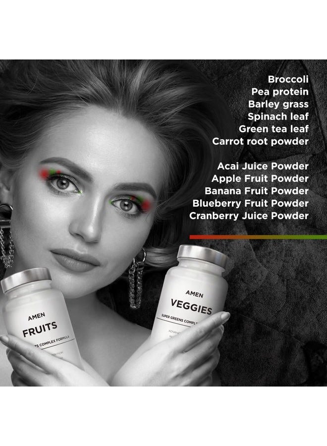 Amen Fruits + Veggies Vitamins Bundle, Raw Whole Food Multivitamin Capsules, Greens Vegetables, Red Fruits & Berries Vegan Blend, Fibers + Phytonutrients Superfood Minerals Supplement, Non-GMO, 180 ct - Image 5