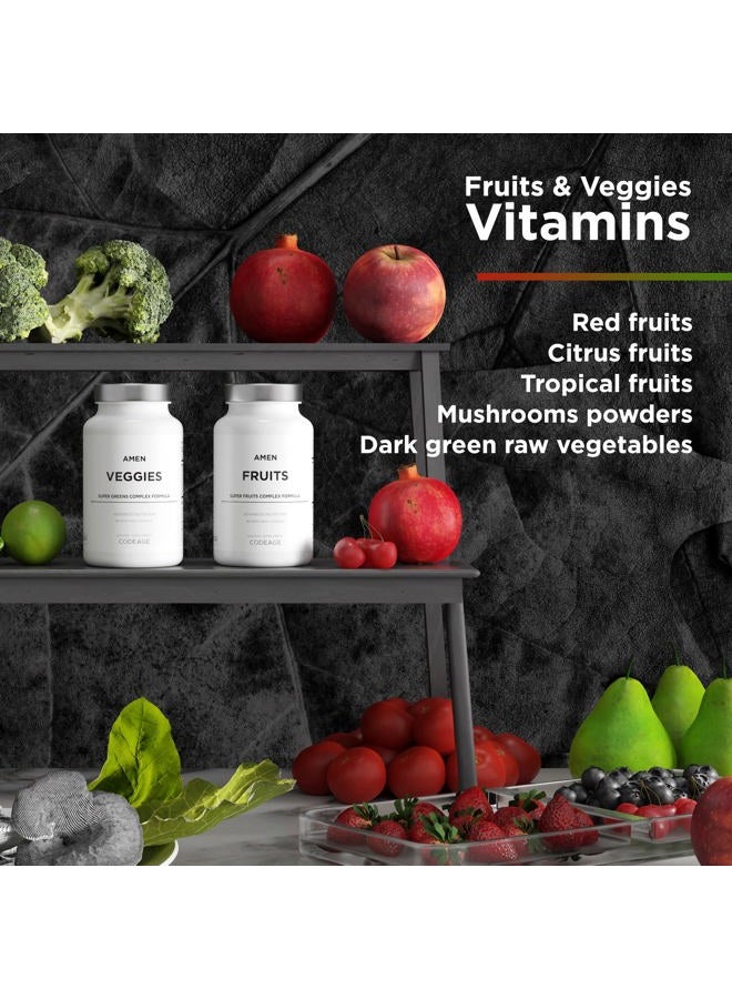 Amen Fruits + Veggies Vitamins Bundle, Raw Whole Food Multivitamin Capsules, Greens Vegetables, Red Fruits & Berries Vegan Blend, Fibers + Phytonutrients Superfood Minerals Supplement, Non-GMO, 180 ct - Image 3
