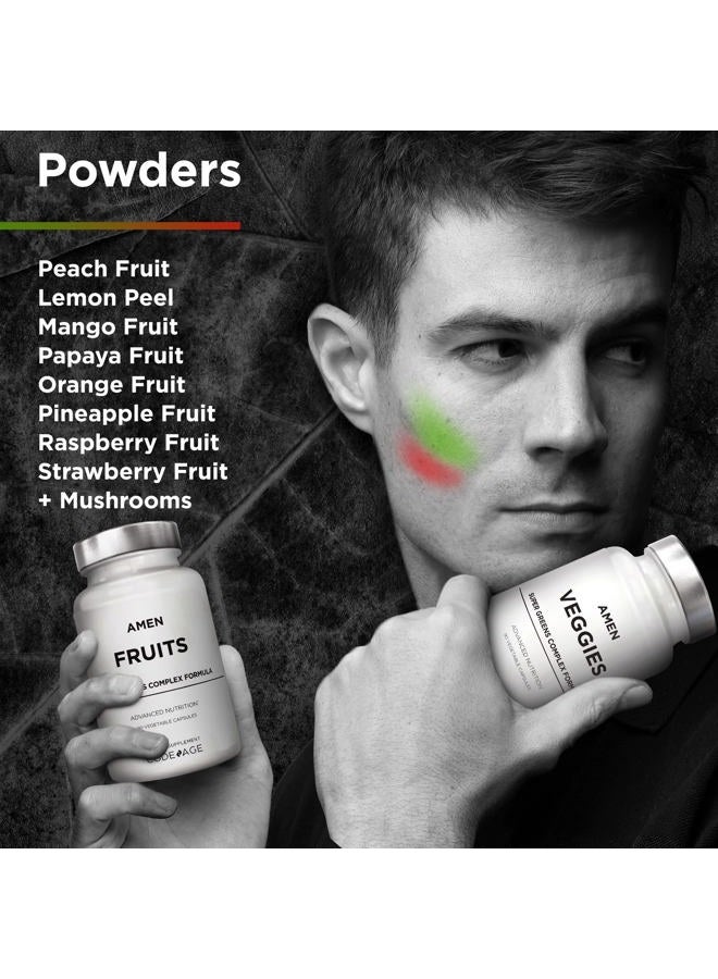 Amen Fruits + Veggies Vitamins Bundle, Raw Whole Food Multivitamin Capsules, Greens Vegetables, Red Fruits & Berries Vegan Blend, Fibers + Phytonutrients Superfood Minerals Supplement, Non-GMO, 180 ct - Image 4