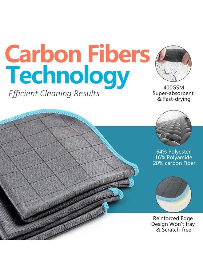 Airlab Carbon Microfiber Cloth for Cleaning Glass Window Polishing Lint Free Streak Free Easy Clean Rag Reusable for Mirror Kitchen Dish Auto Detailing, Pack of 3, 12"x12", 400GSM - Image 3