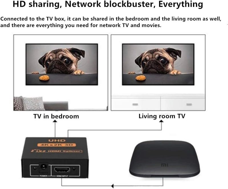 مقسم كابل فيديو HDMI 4K من مصدر واحد للعرض على شاشتين في نفس الوقت 1 في 2 يدعم دقة اتش دي سي بي/UHD فائق الدقة/1080 بيكسل 2160 بيكسل/2K/ثلاثي الابعاد/4K - Image 3
