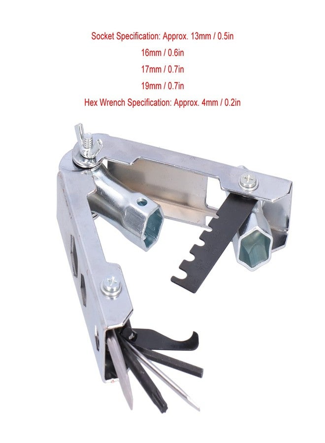 كويداموس أداة منشار سلسلة مع مفتاح توركس T27، مفتاح ربط 4 مم، مفكات براغي صغيرة وكبيرة، مقابس 13 مم 16 مم 17 مم 19 مم، منظف أخدود، أداة قياس ملف دائري، أداة منشار سلسلة متعددة الاستخدامات - Image 5