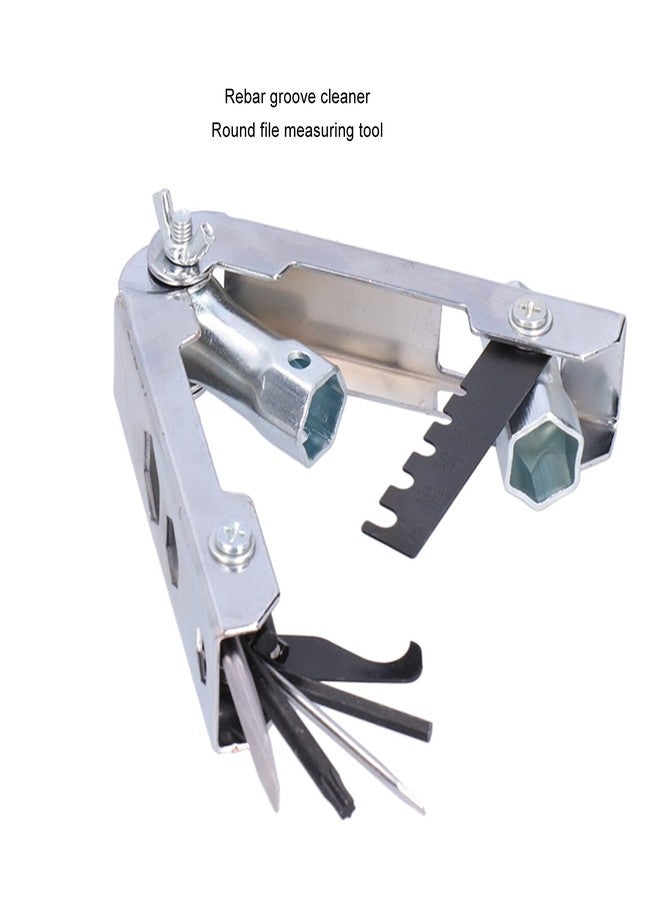 كويداموس أداة منشار سلسلة مع مفتاح توركس T27، مفتاح ربط 4 مم، مفكات براغي صغيرة وكبيرة، مقابس 13 مم 16 مم 17 مم 19 مم، منظف أخدود، أداة قياس ملف دائري، أداة منشار سلسلة متعددة الاستخدامات - Image 4