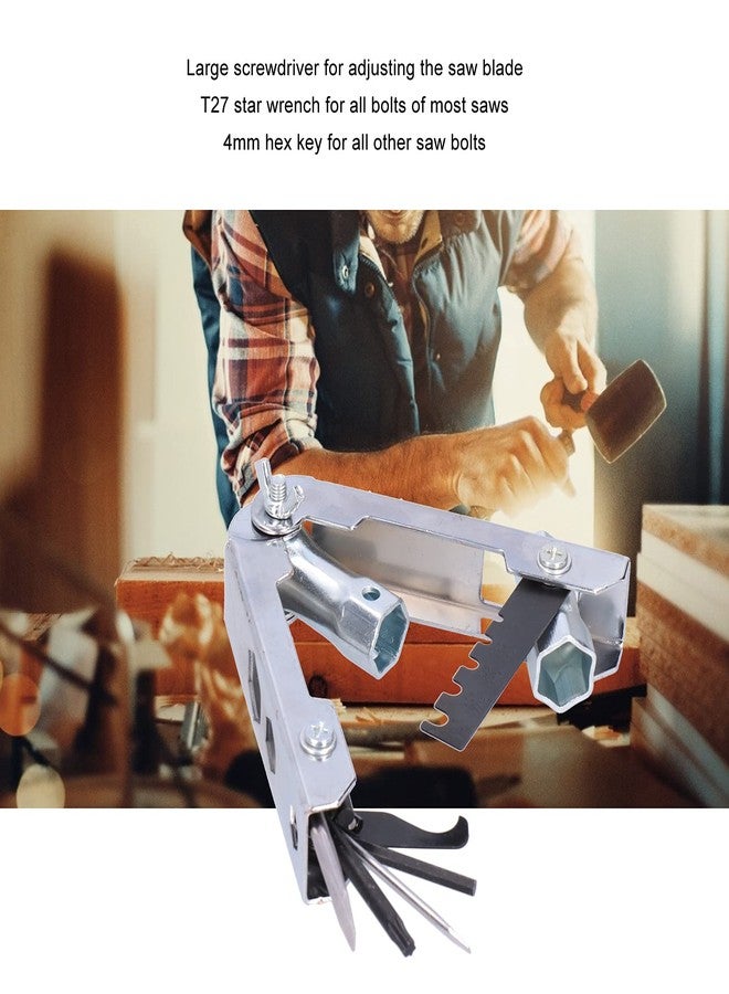 كويداموس أداة منشار سلسلة مع مفتاح توركس T27، مفتاح ربط 4 مم، مفكات براغي صغيرة وكبيرة، مقابس 13 مم 16 مم 17 مم 19 مم، منظف أخدود، أداة قياس ملف دائري، أداة منشار سلسلة متعددة الاستخدامات - Image 3