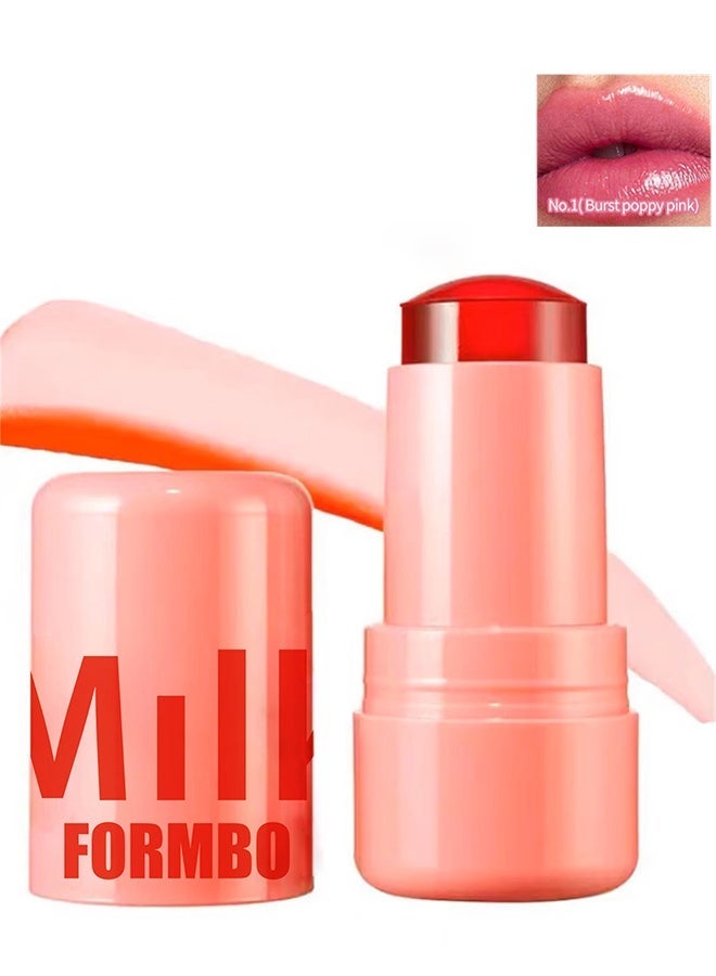 Milk Powder Blusher Stick, Cooling Water Jelly Tint Lip + Cheek Blush Stain, Blush Stick for Cheeks, Jelly Blush Stick, Longlasting Non-Stick, Paraben-Free #01 - Image 1