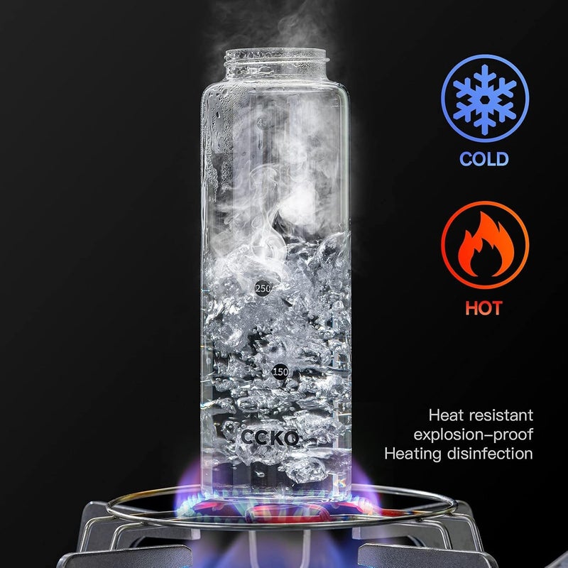CCKO Glass Olive Oil Dispenser Bottle Shatterproof and Leakproof with Stainless Steel Spouts High Temperature Resistant 17oz Cooking Oil and Vinegar Cruet Dispenser - Image 3
