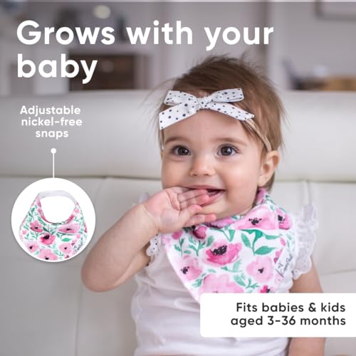 Copper Pearl 4 Pack Soft Cotton Baby Bibs for Drooling and Teething, Absorbent Drool Bibs for Baby Girl and Boy, Adjustable to Fit Newborns to Toddlers, Tons of Styles (Bloom) - Image 5